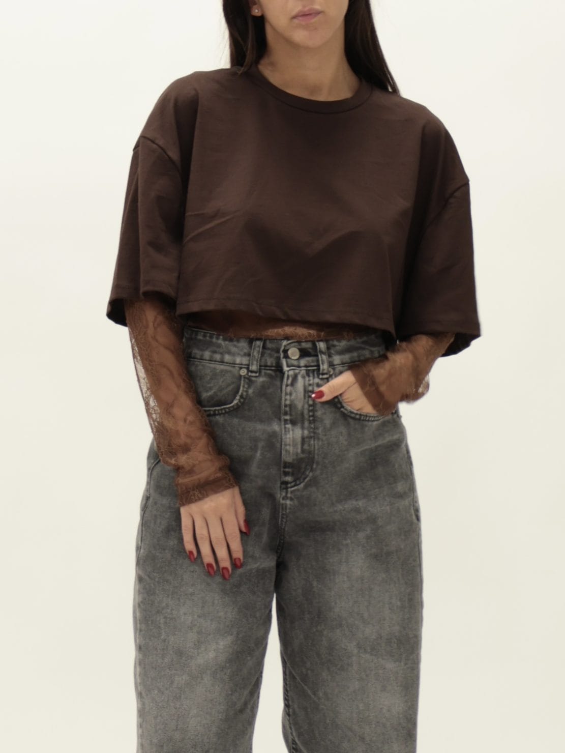 Body con t-shirt crop moro