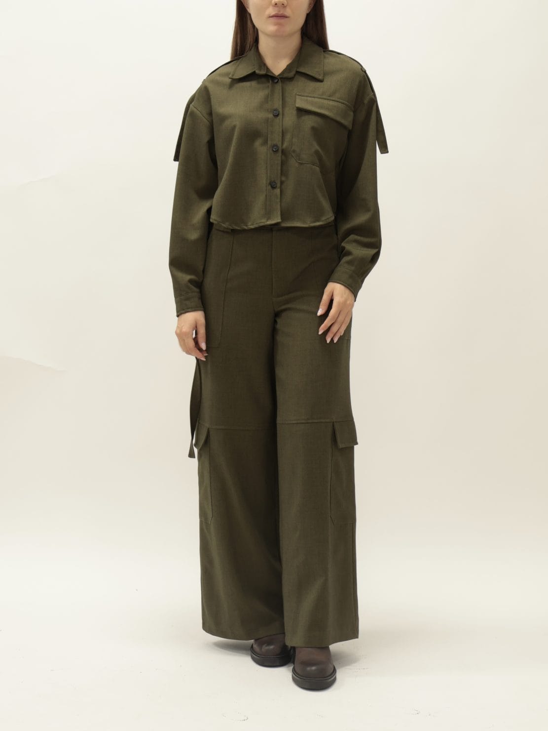 Camicia crop militare