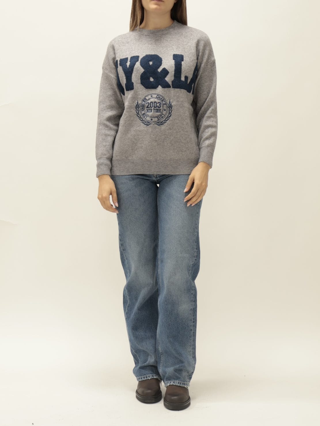 Maglione “NY&LA" grigio