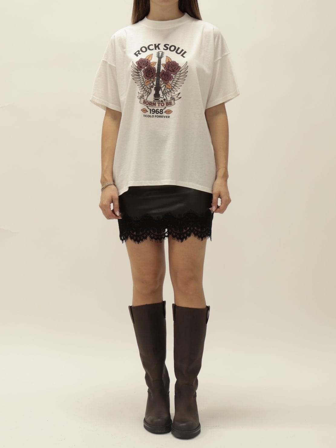 T-shirt "ROCK SOUL" bianco