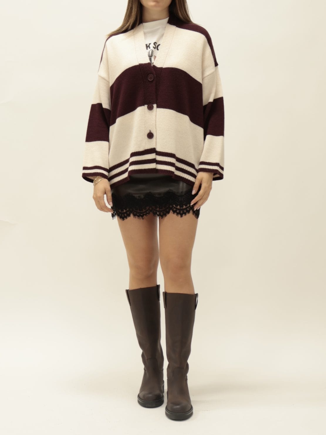 Cardigan orso vino