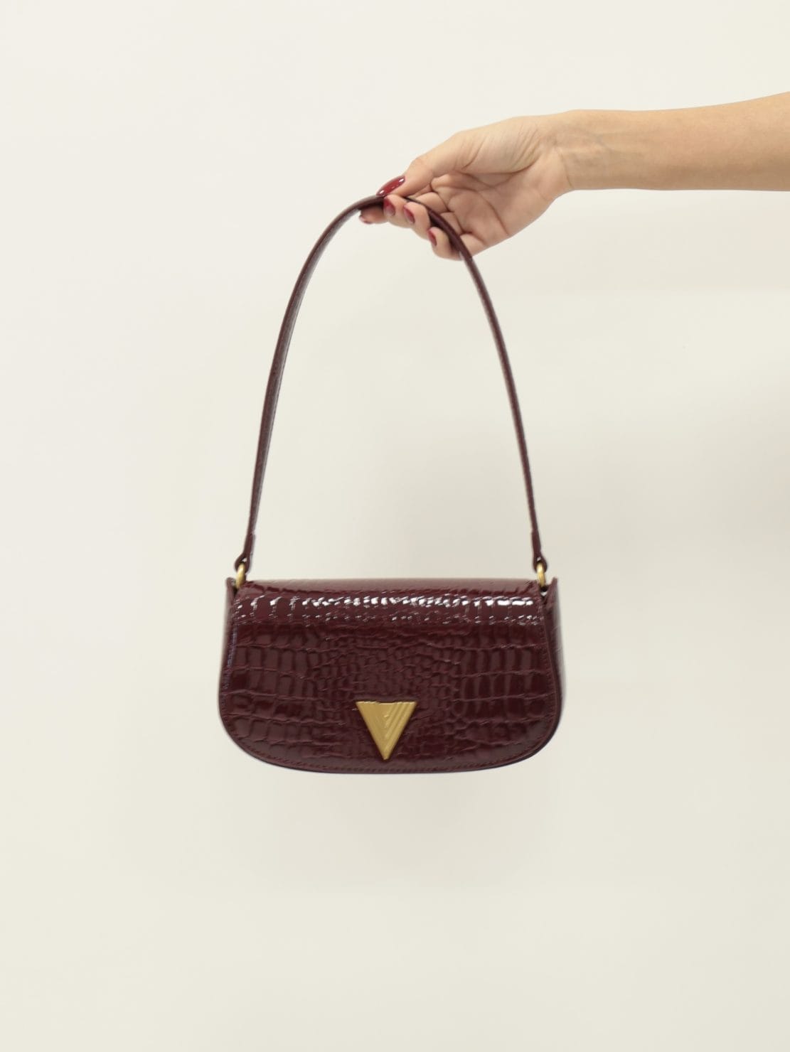 Borsa CROCO EFFECT CLAP bordeaux
