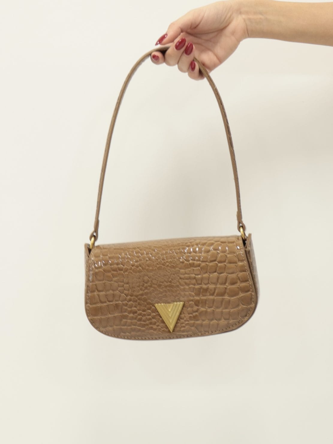 Borsa CROCO EFFECT CLAP cammello