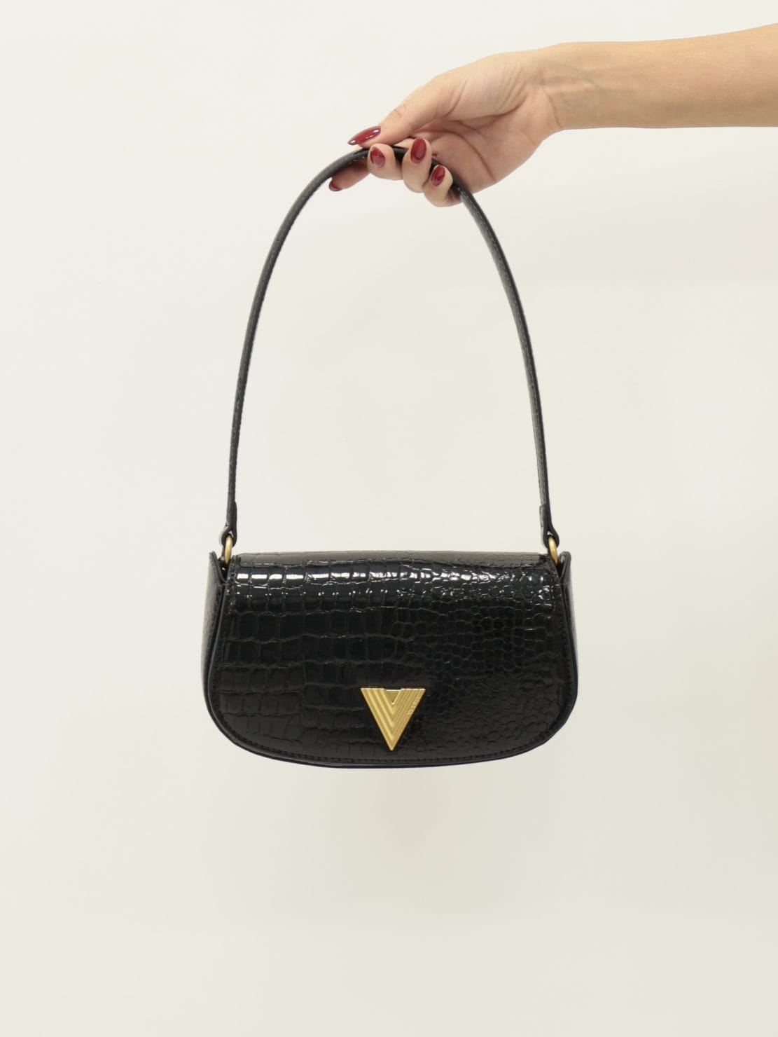Borsa CROCO EFFECT CLAP nero