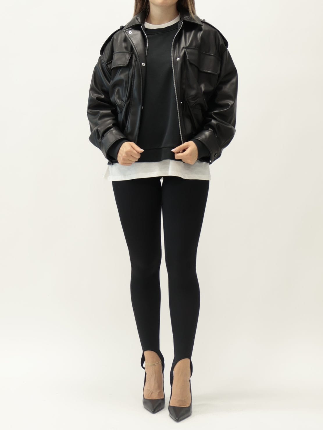 Bomber tasche ecopelle nero
