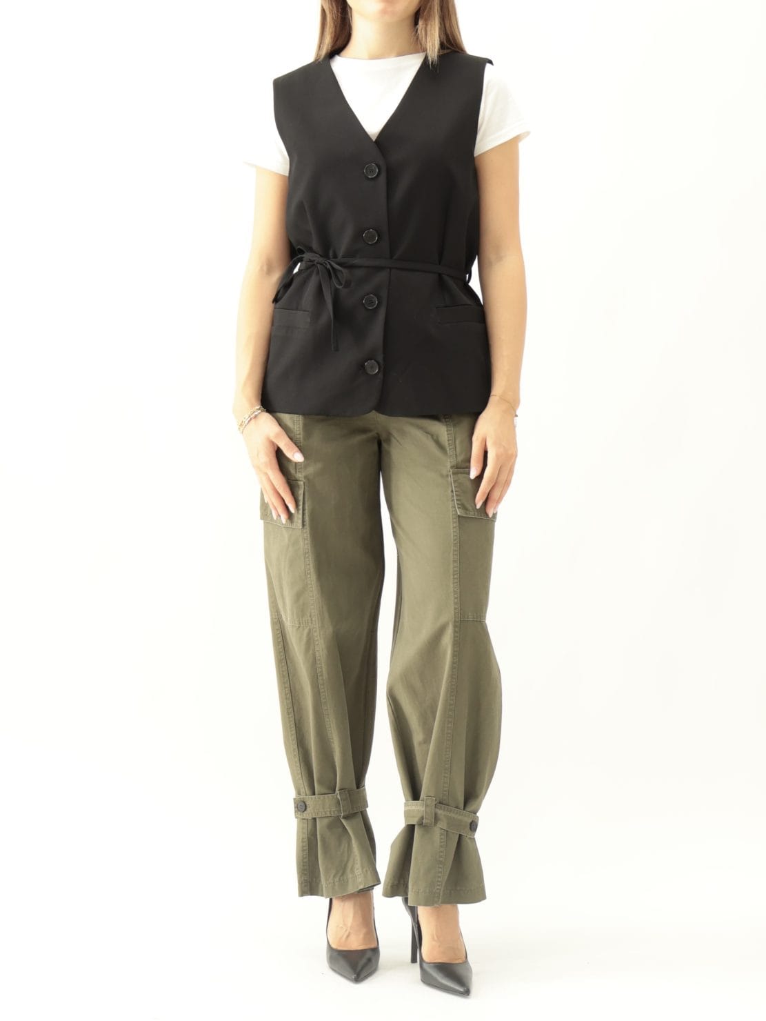 Gilet con cintura nero