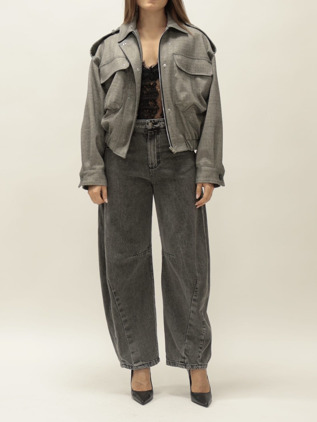 Bomber paillettes  grigio