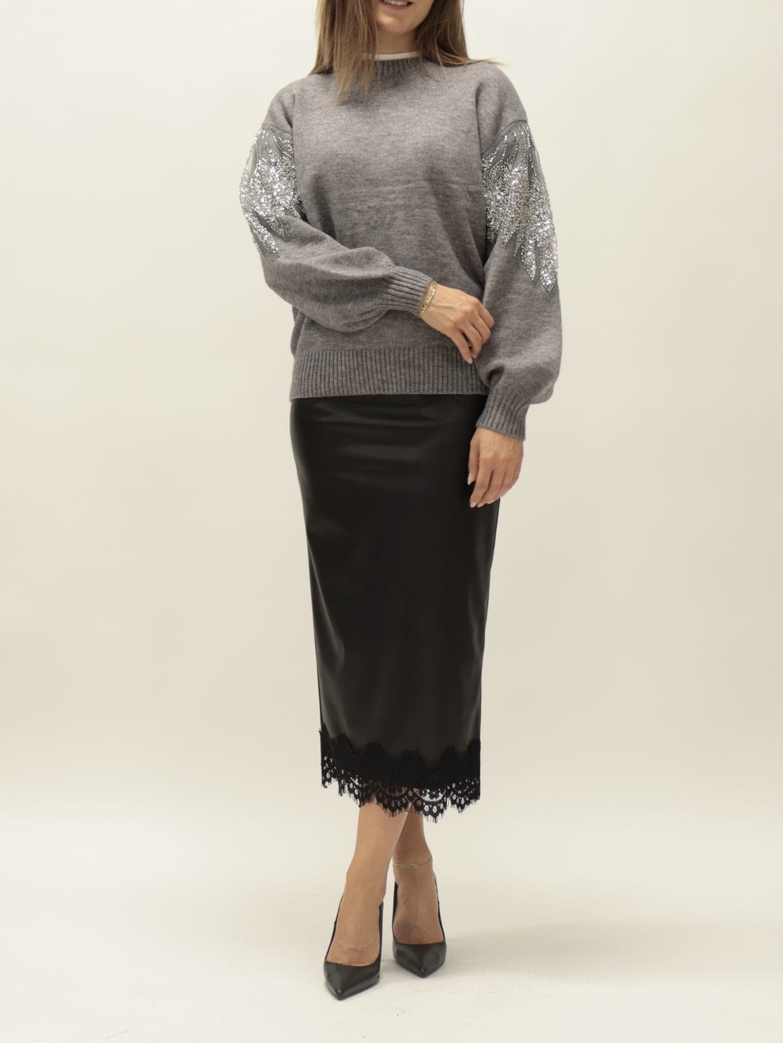 Maglia strass grigio