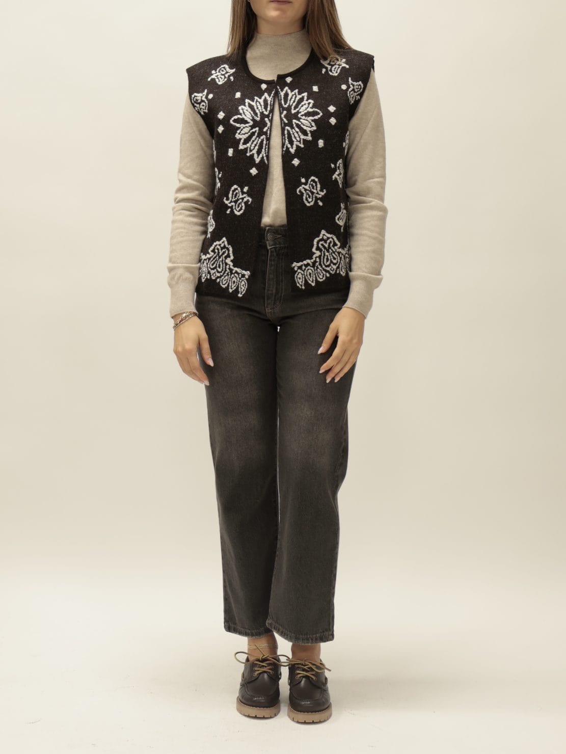 Gilet fantasia moro/bianco