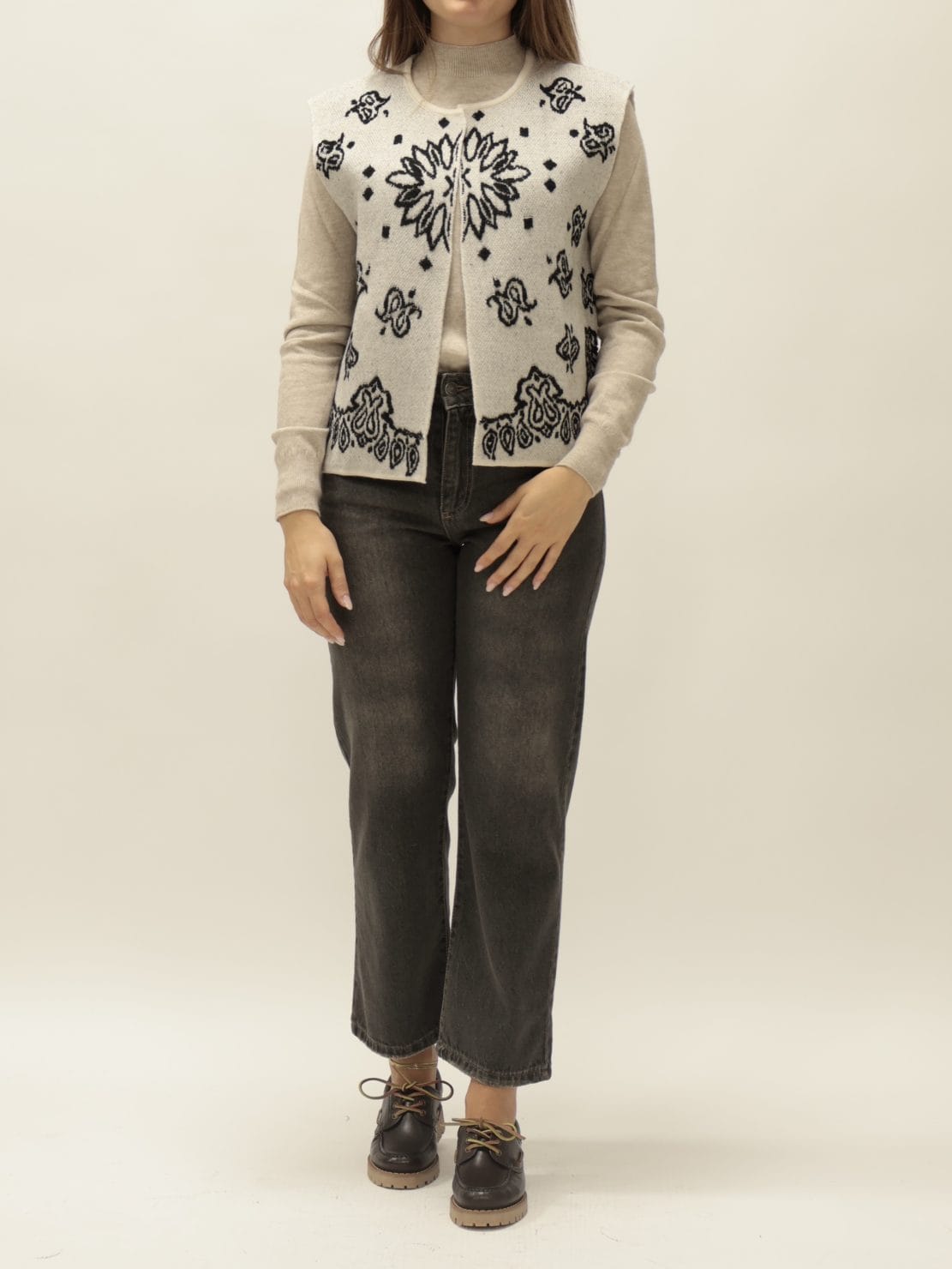 Gilet fantasia bianco/nero