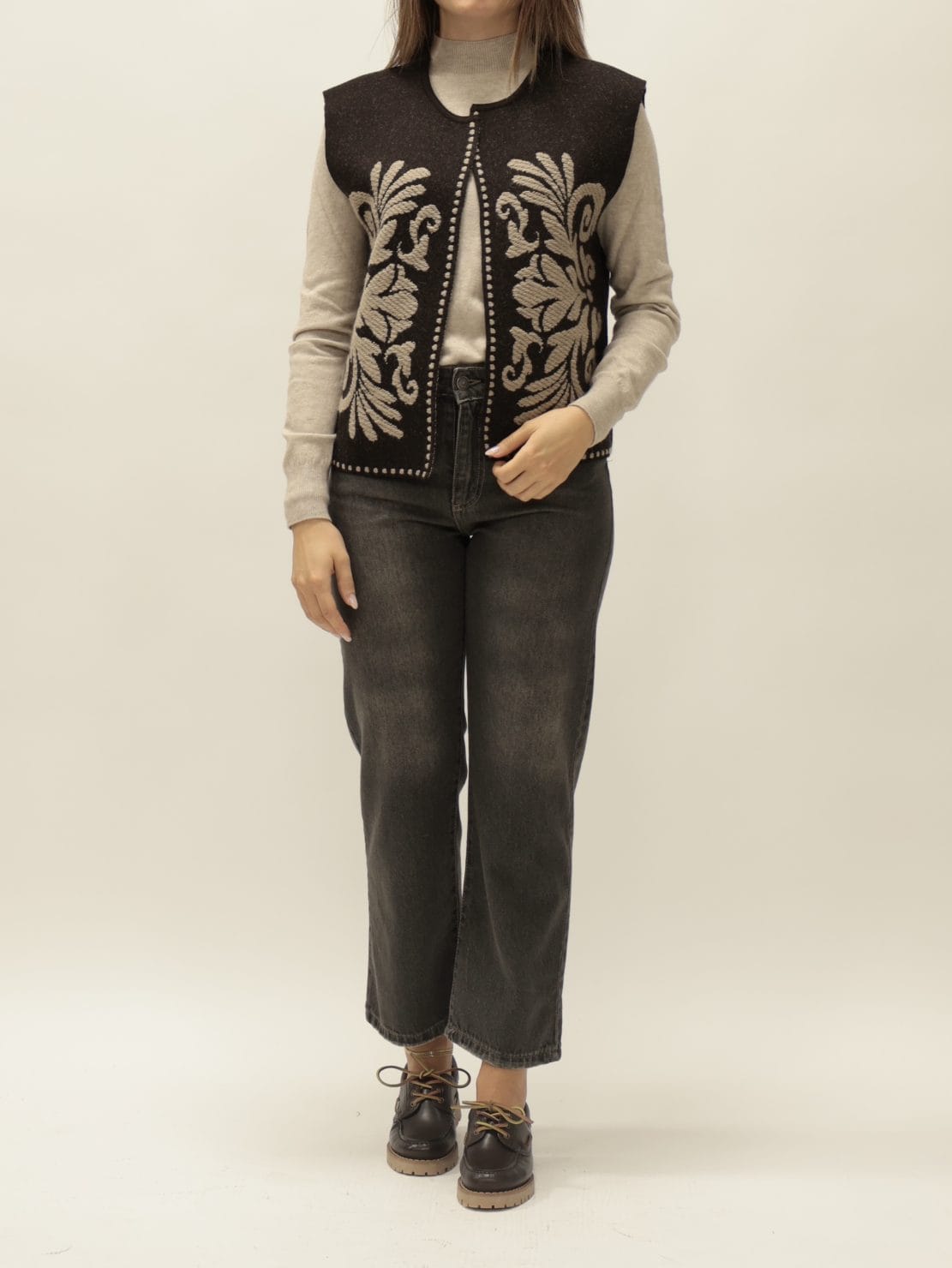 Gilet etnico moro/taupe