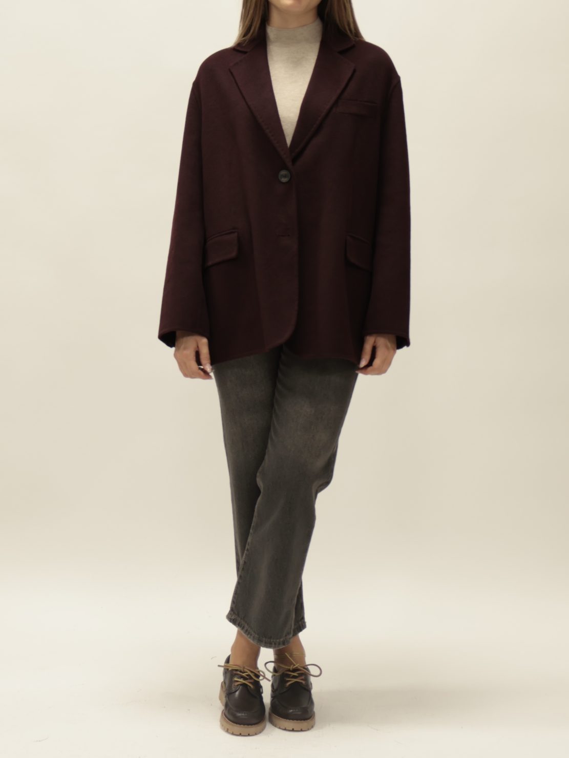 Giacca cappotto handmade over bordeaux