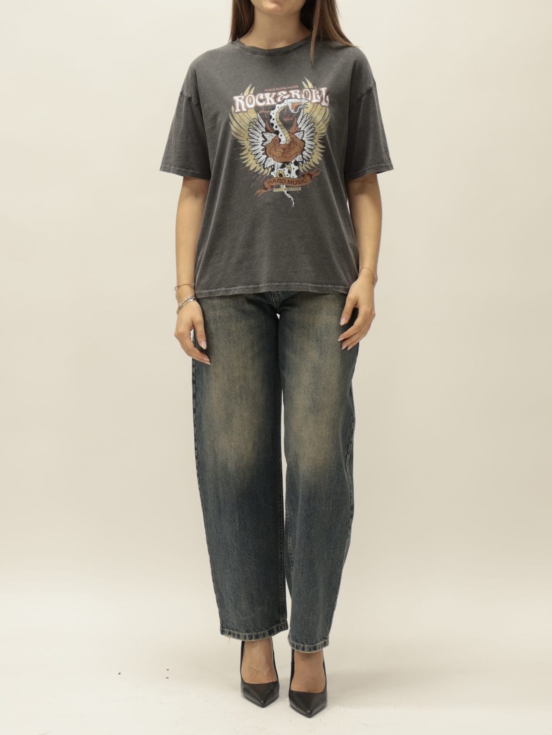 T-shirt "ROCK N ROLL" cobra antracite