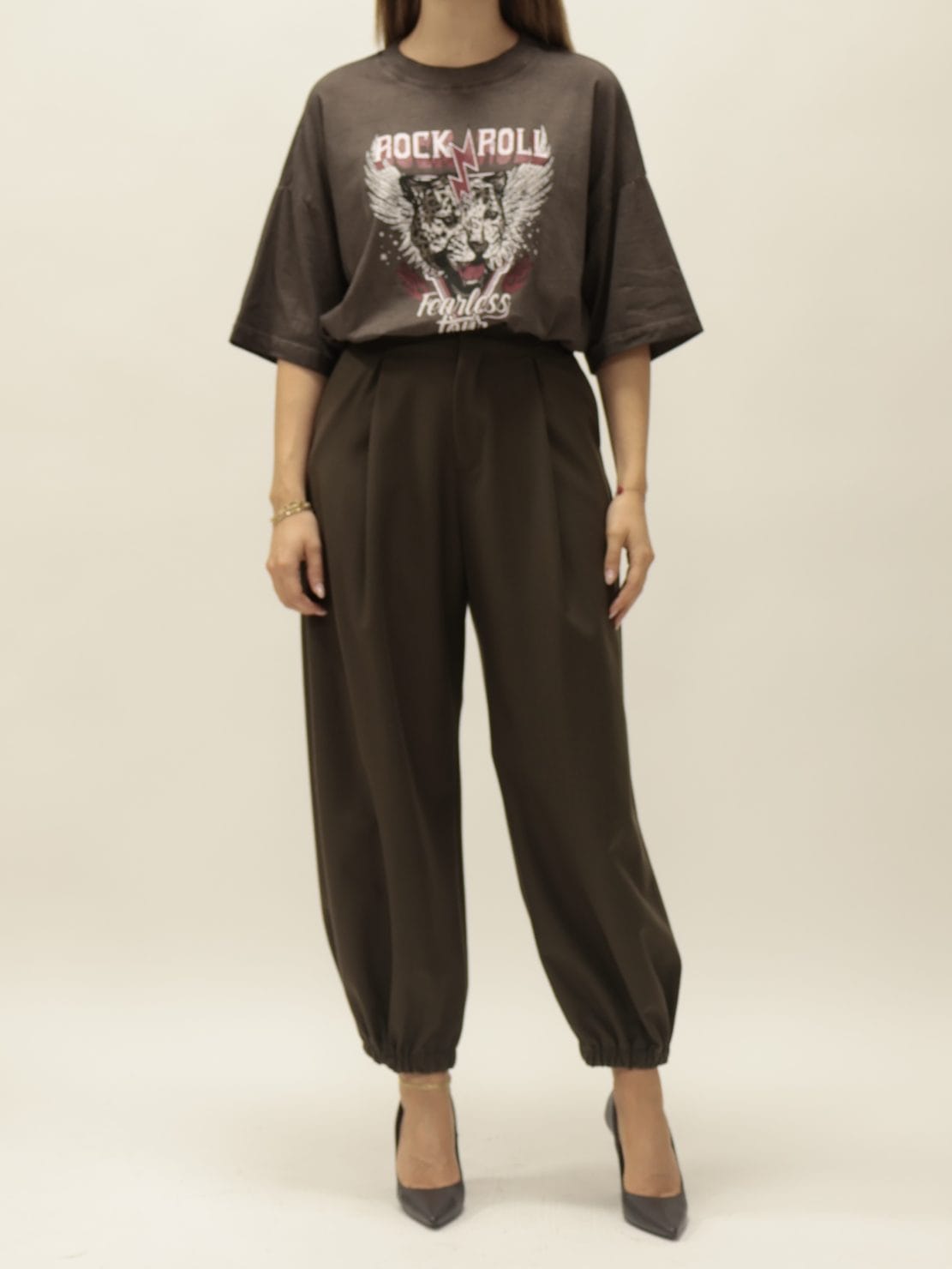 Pantalone jogger gessato militare