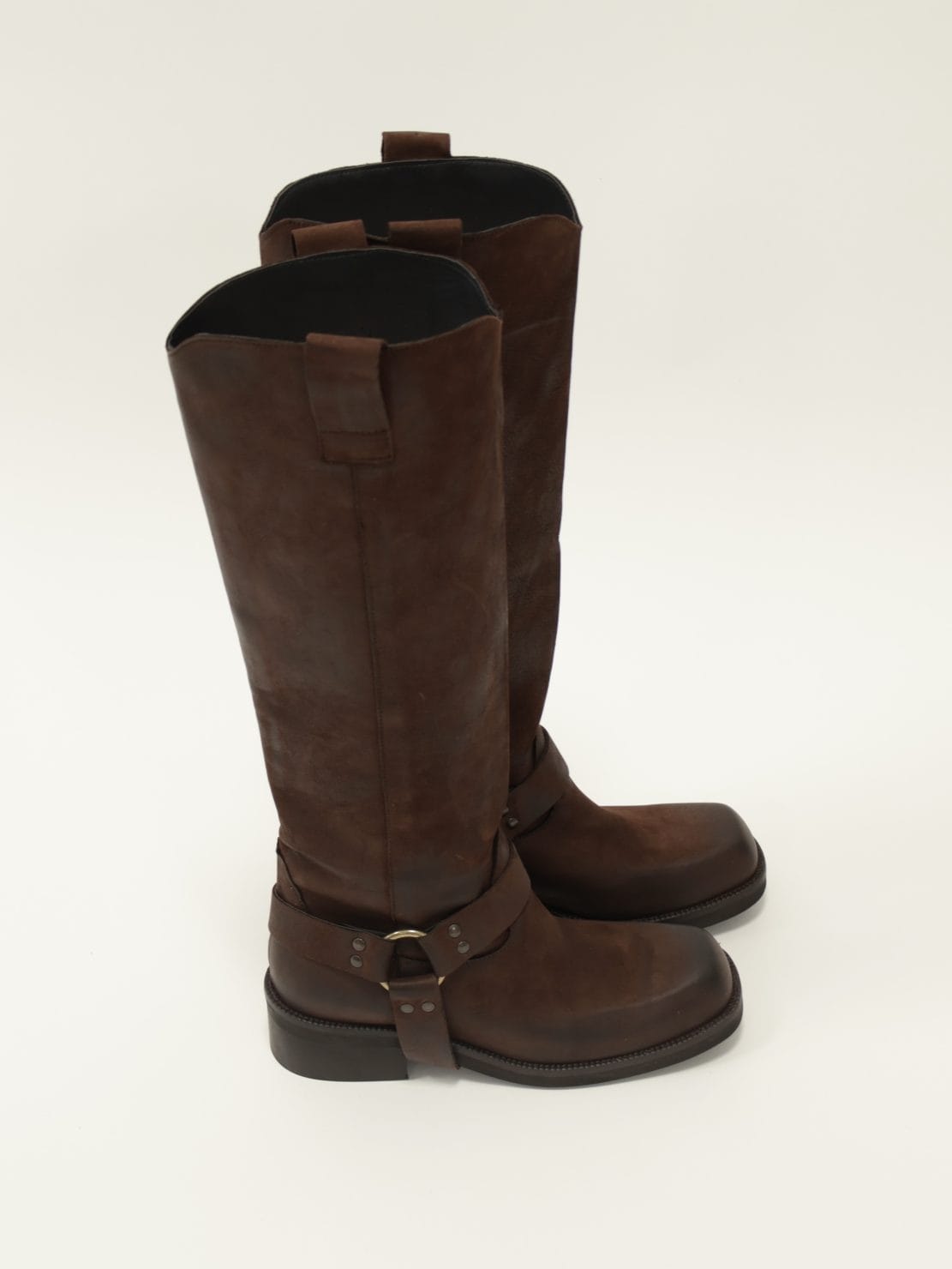 Stivale Biker pelle invecchiata moro