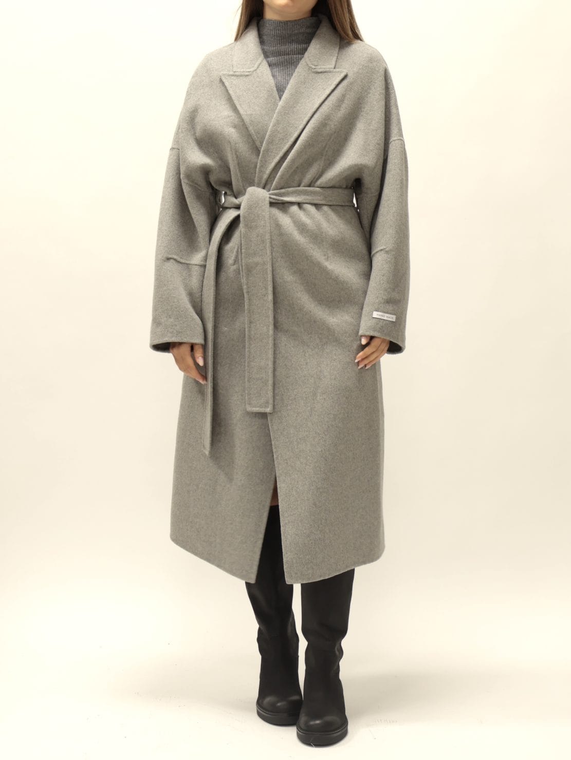 Cappotto handmade cintura grigio