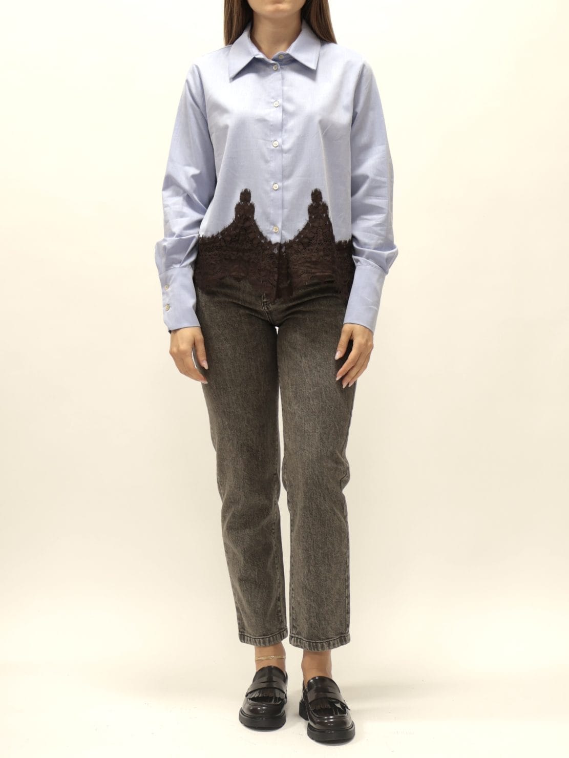 Camicia oxford fondo pizzo
