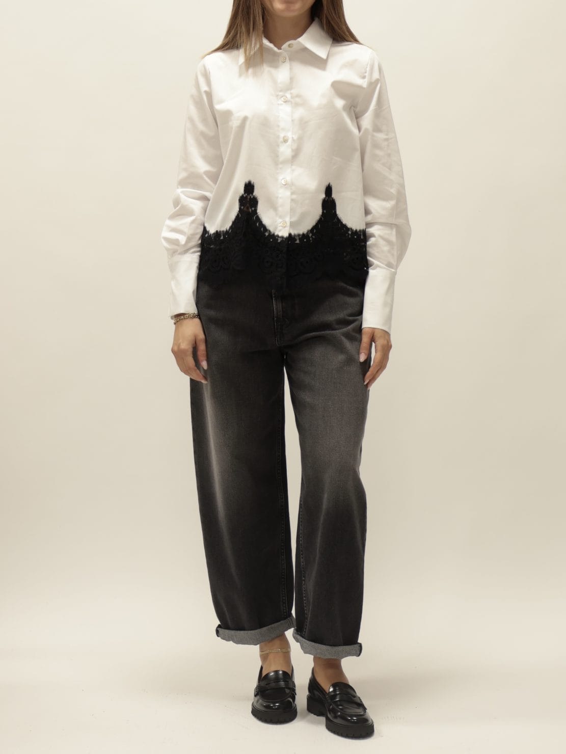 Camicia bianca fondo pizzo