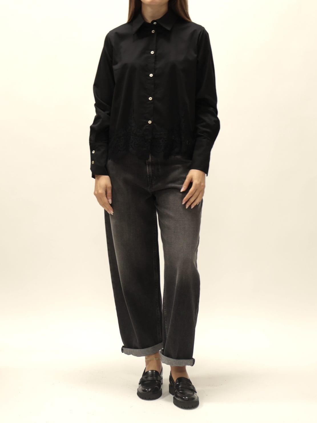 Camicia nera fondo pizzo