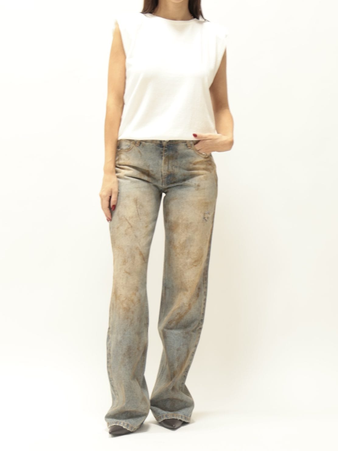 Gilet spalle imbottite panna