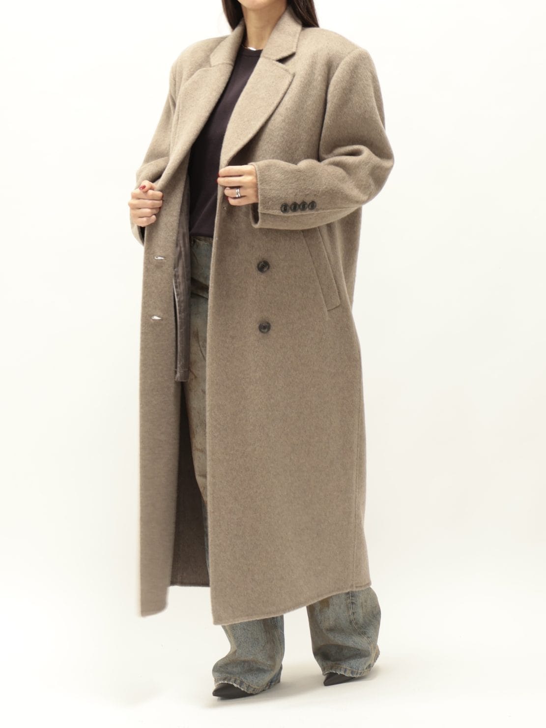 Cappotto hand made lungo doppiopetto beige
