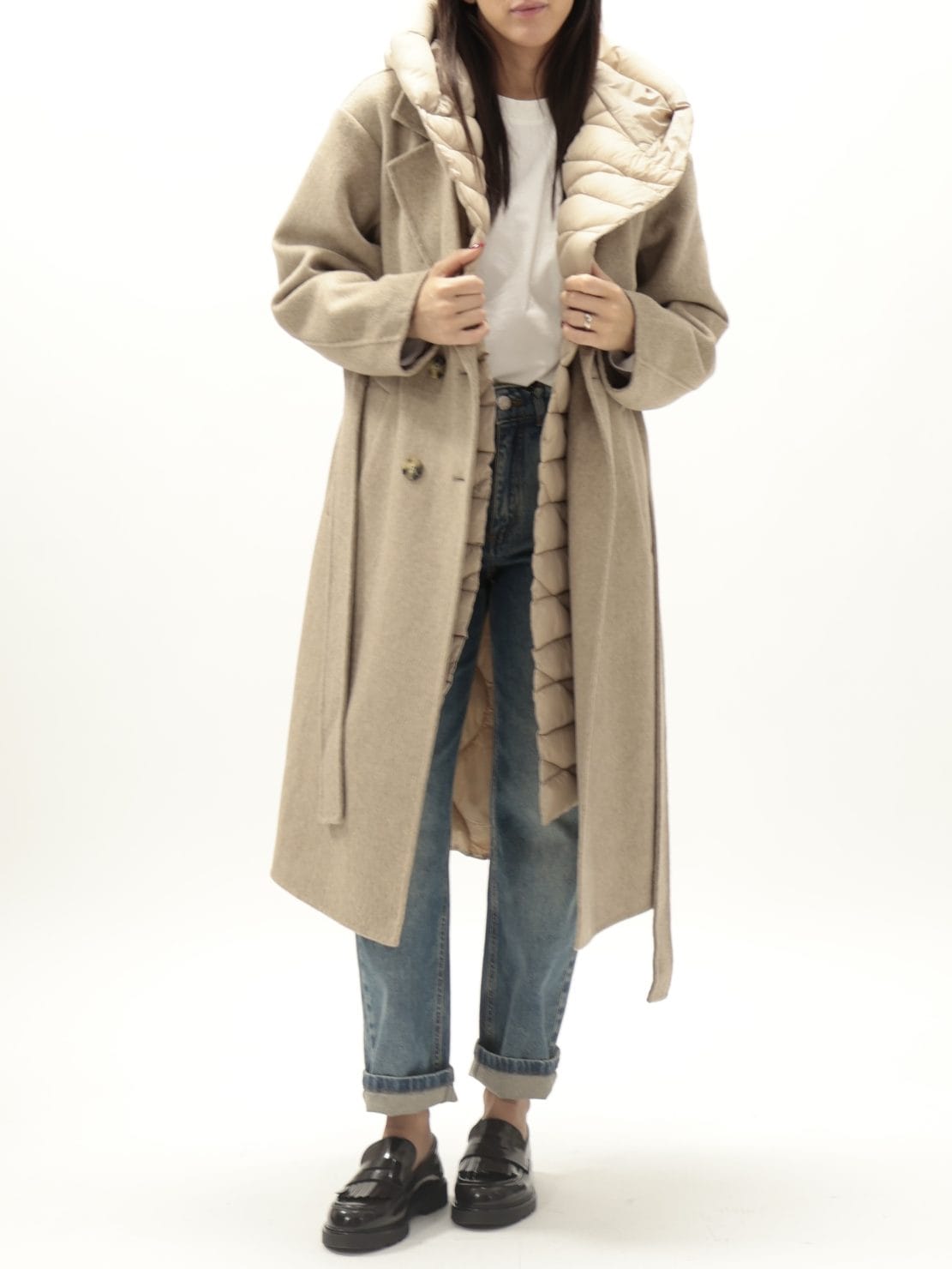 Cappotto con piumino removibile beige
