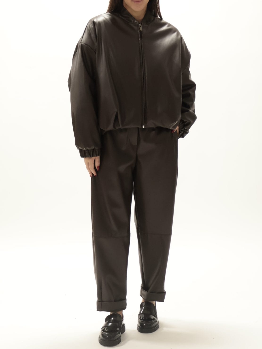 Bomber ecopelle moro