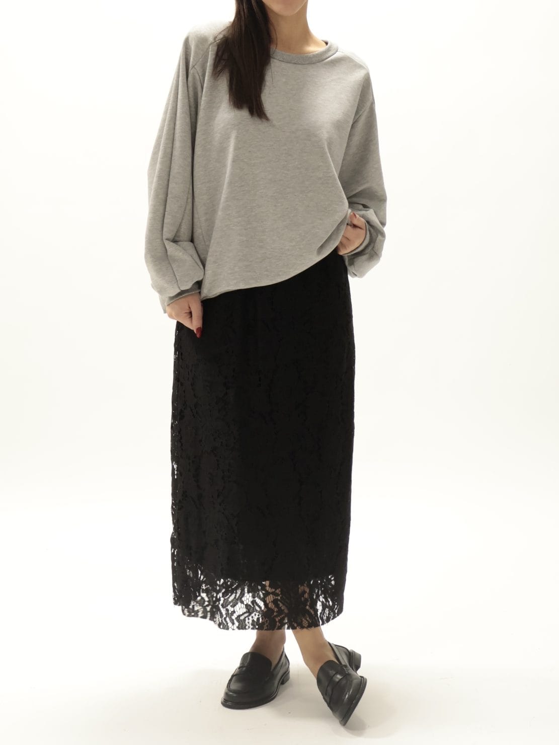 Set abito pizzo + felpa grigio