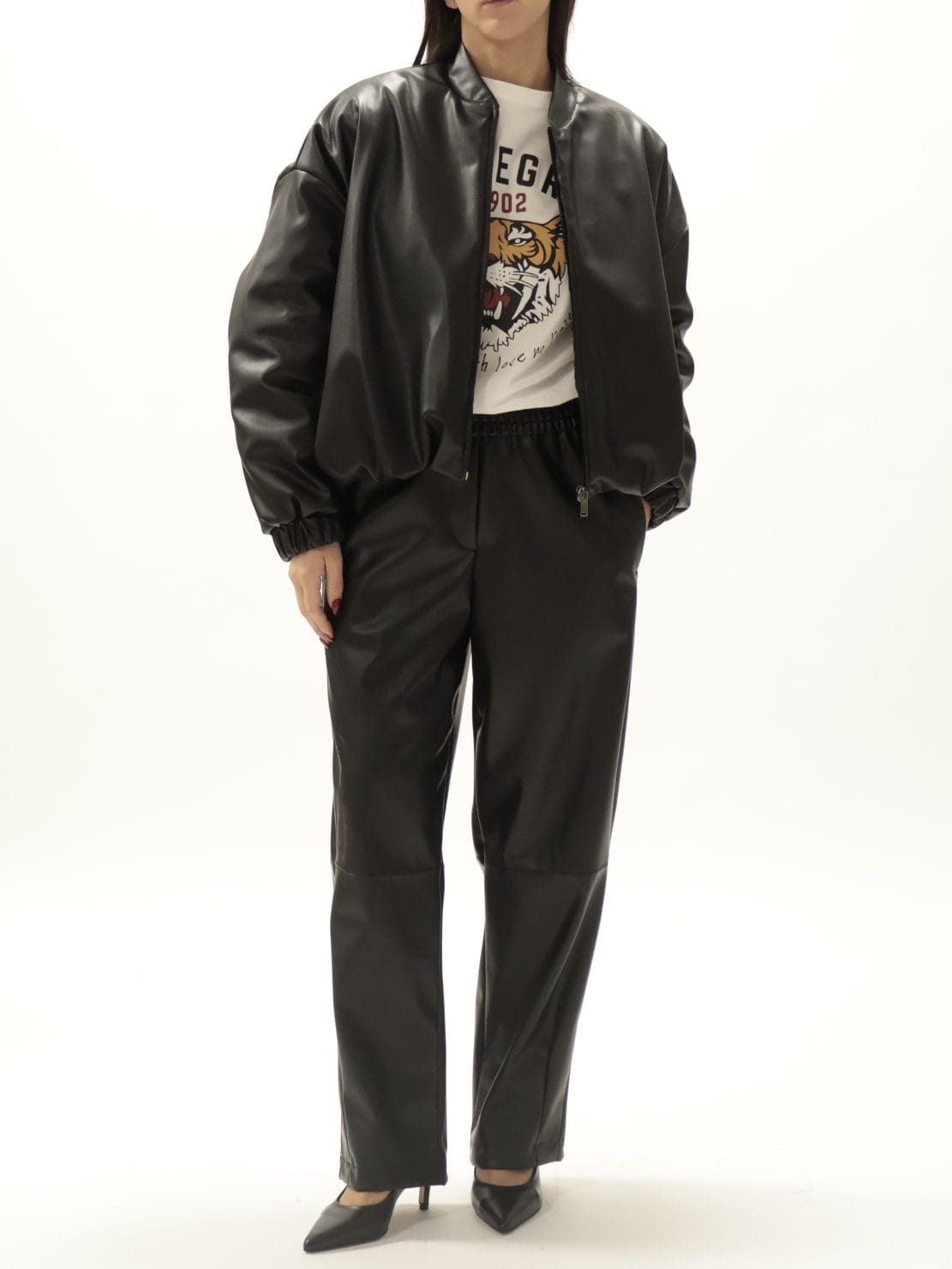 Bomber ecopelle nero