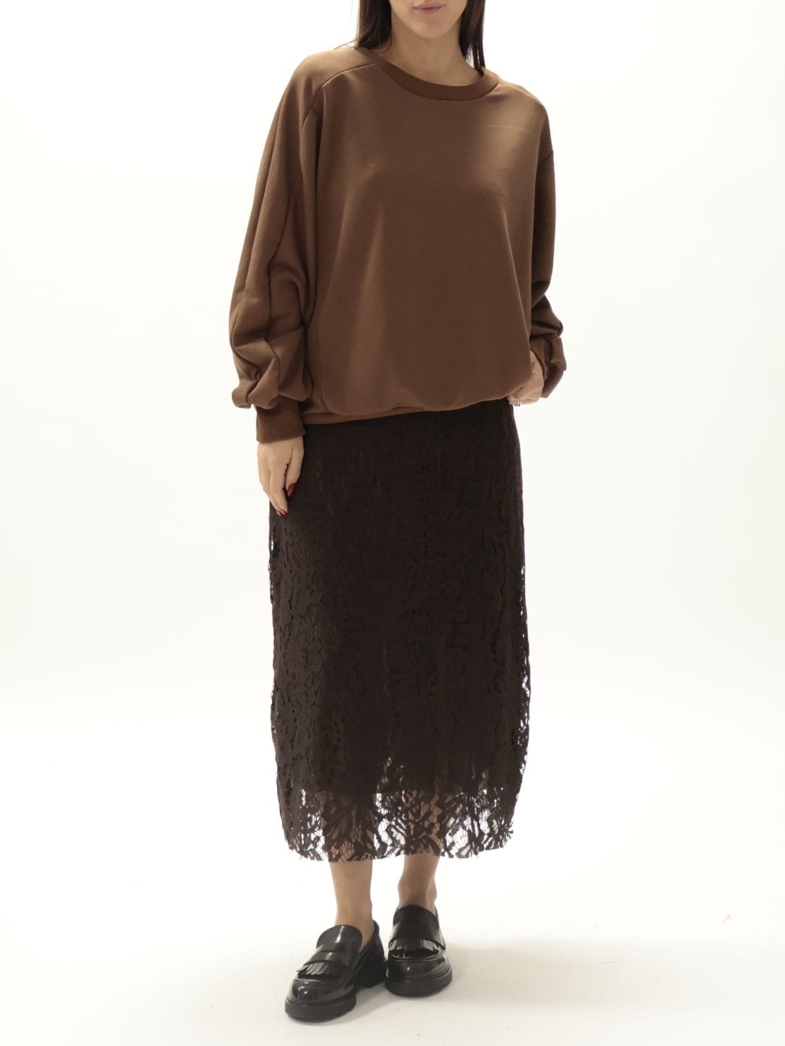 Set abito pizzo + felpa moro