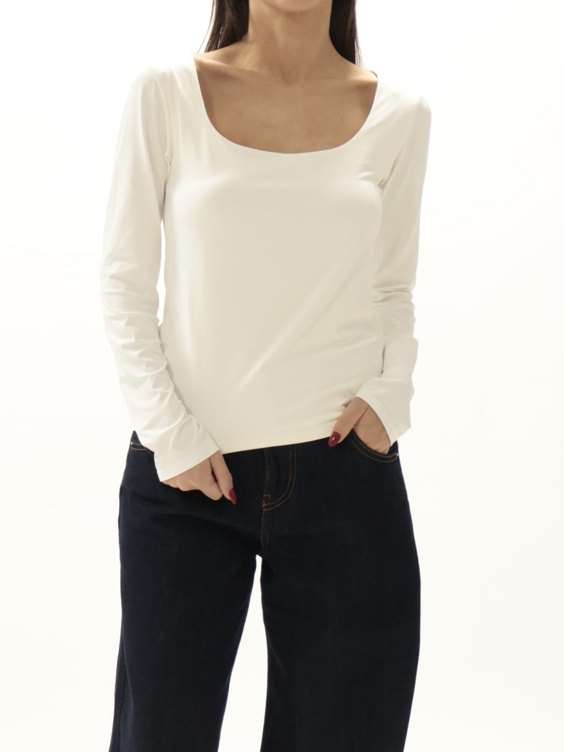 Maglia scollo quadro bianco