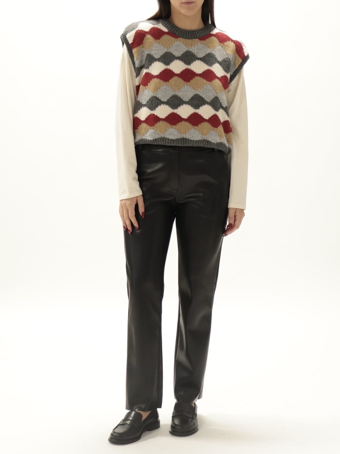 Pantalone trombetta ecopelle nero