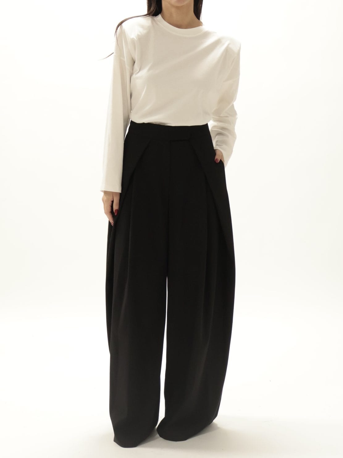 Pantalone pinces ampio nero