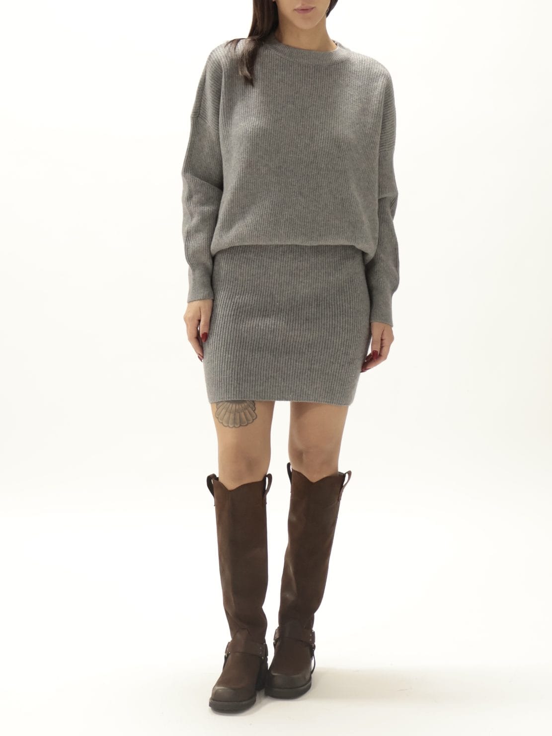 Completo maglia + minigonna grigio
