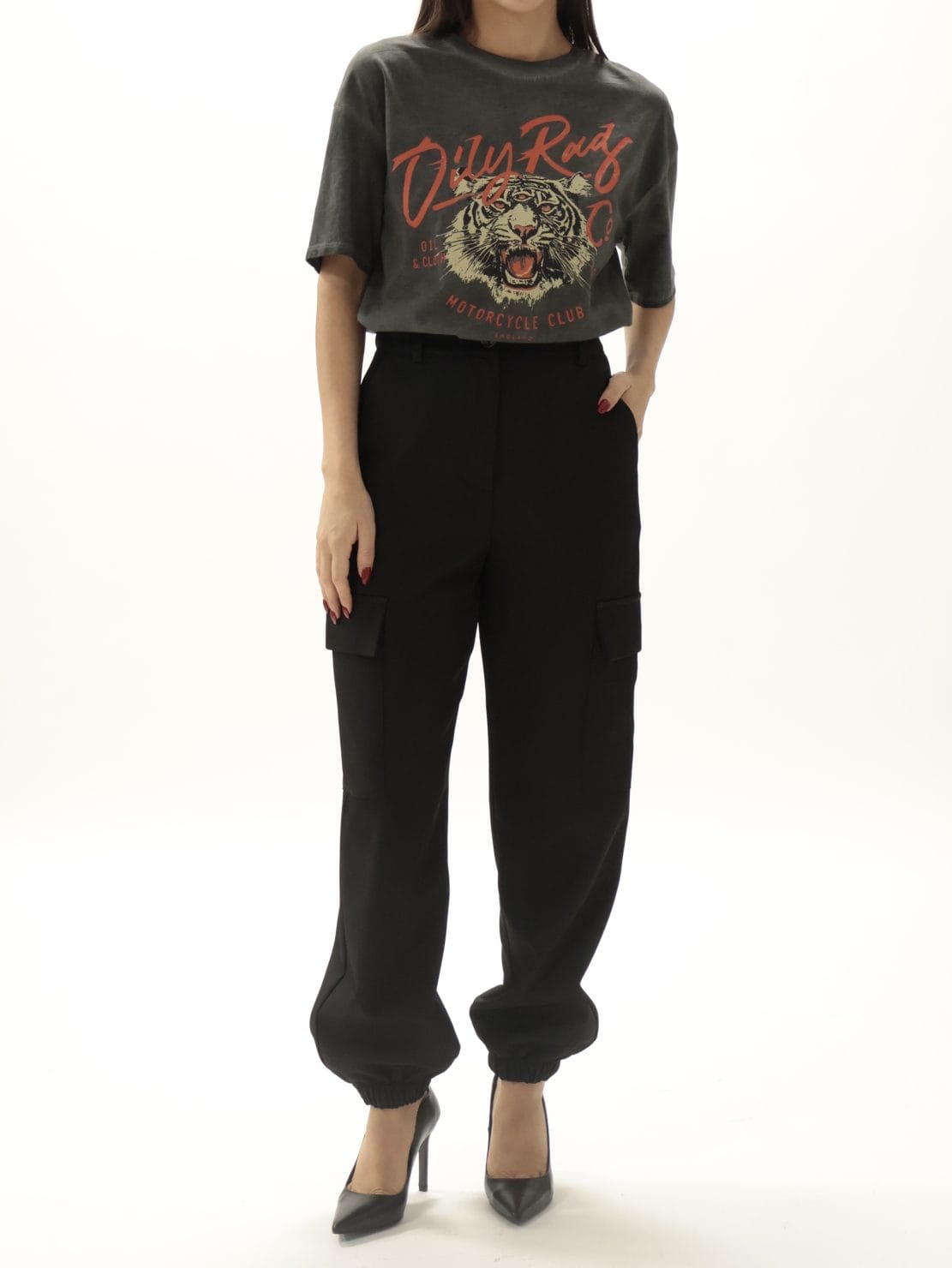Pantalone cargo nero “diretta”