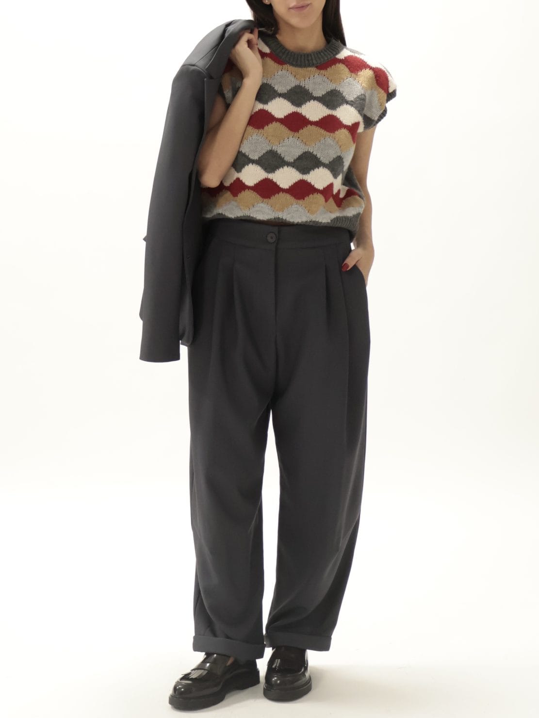 Pantalone basic "diretta" antracite