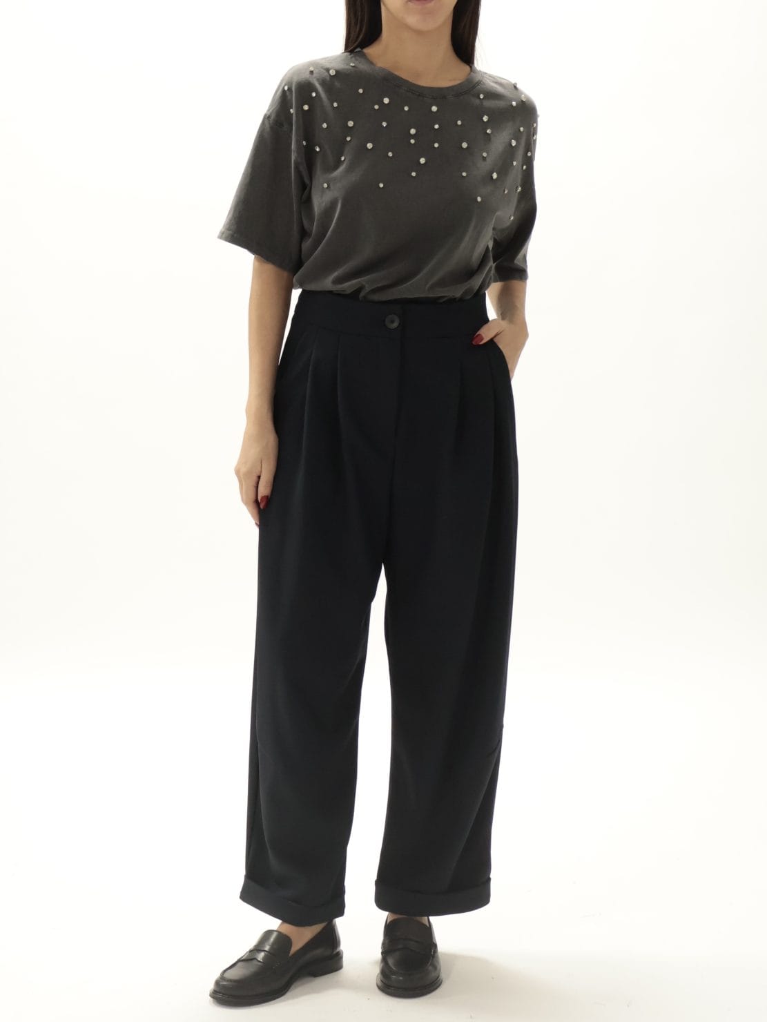 Pantalone basic "diretta" blu