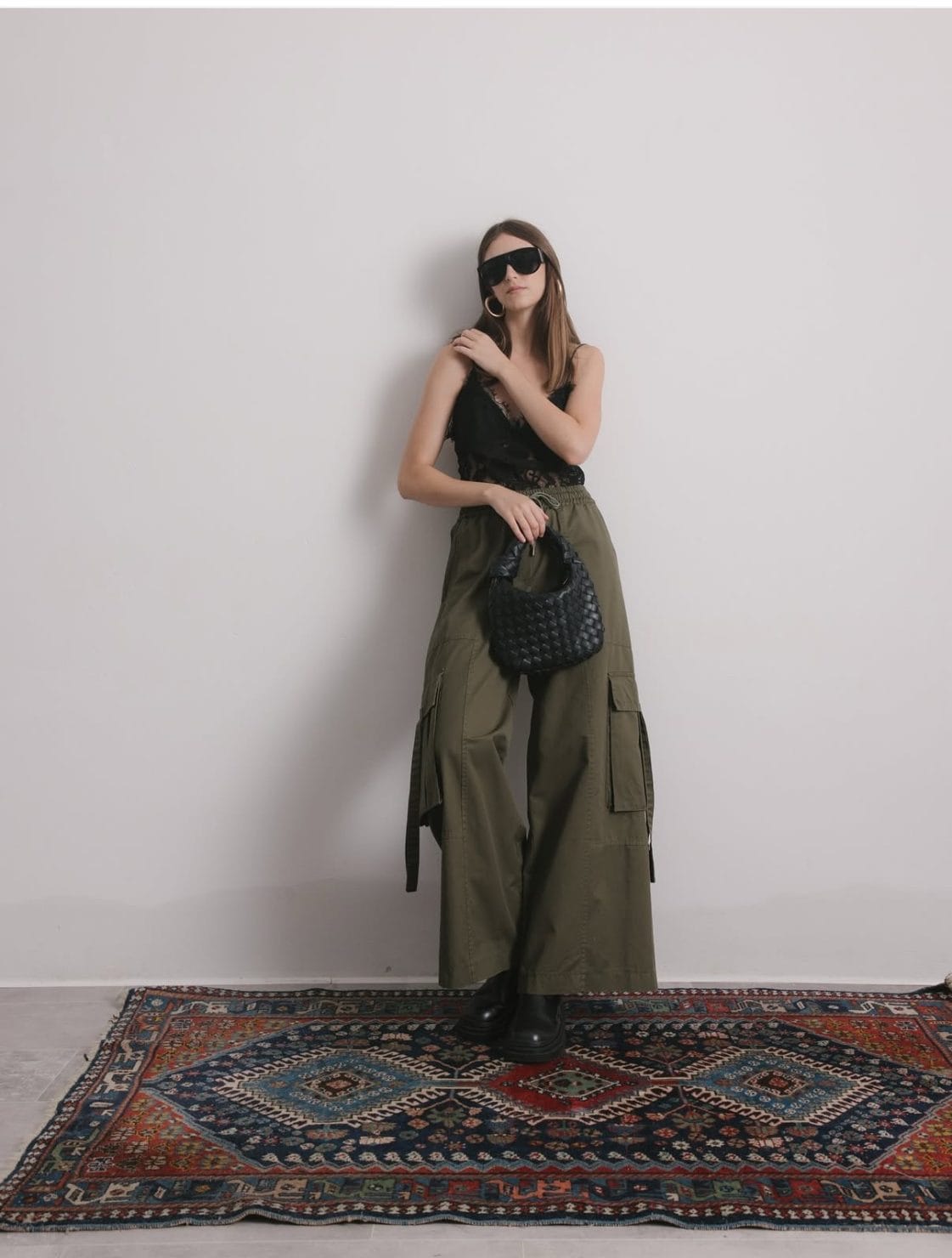 Pantalone dritto cargo militare