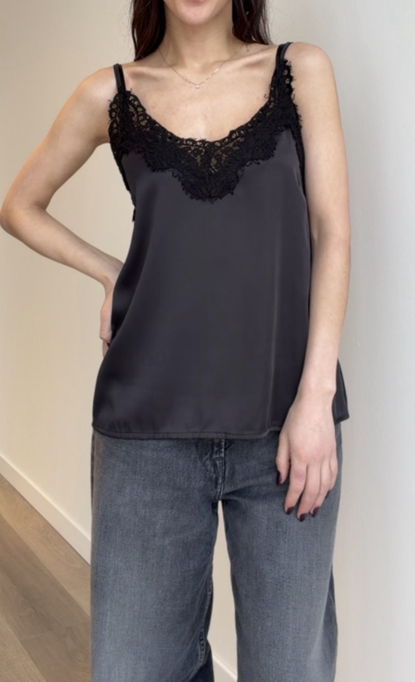 Top lingerie con pizzo nero