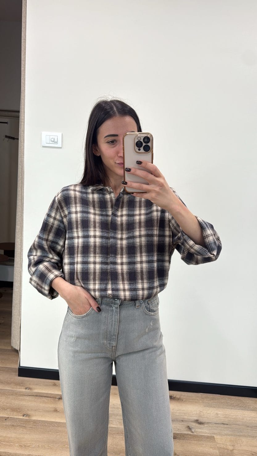 Camicia check blu/marrone