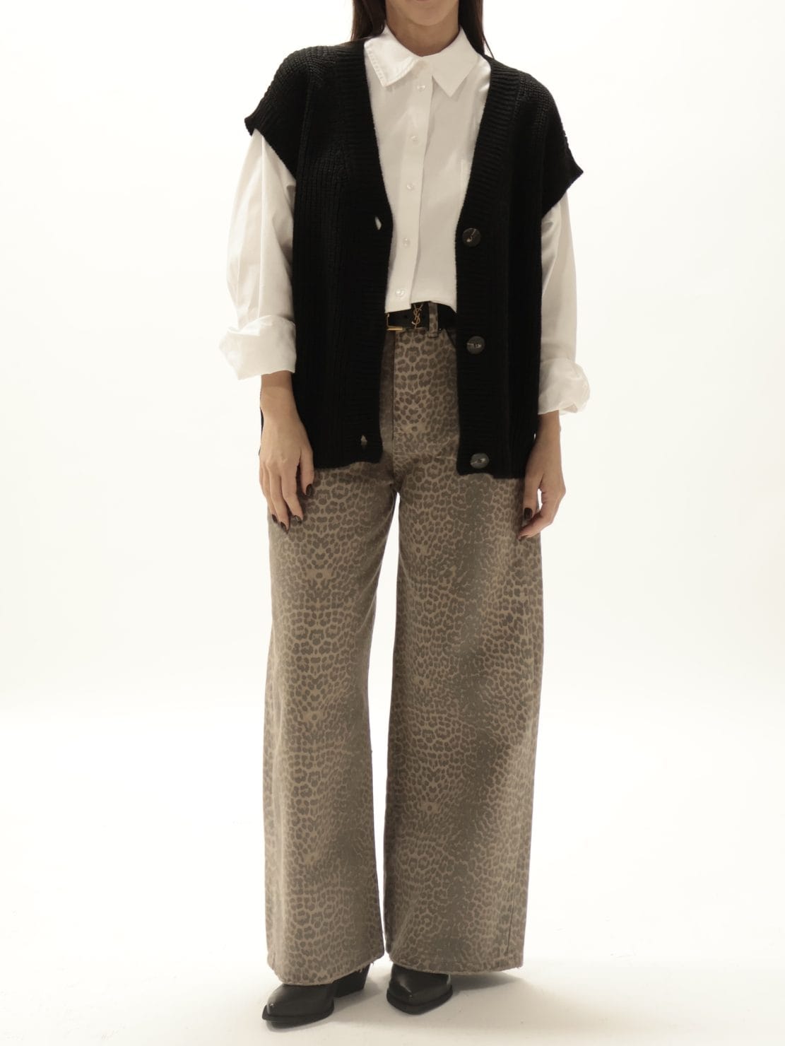 Gilet over 3 bottoni nero