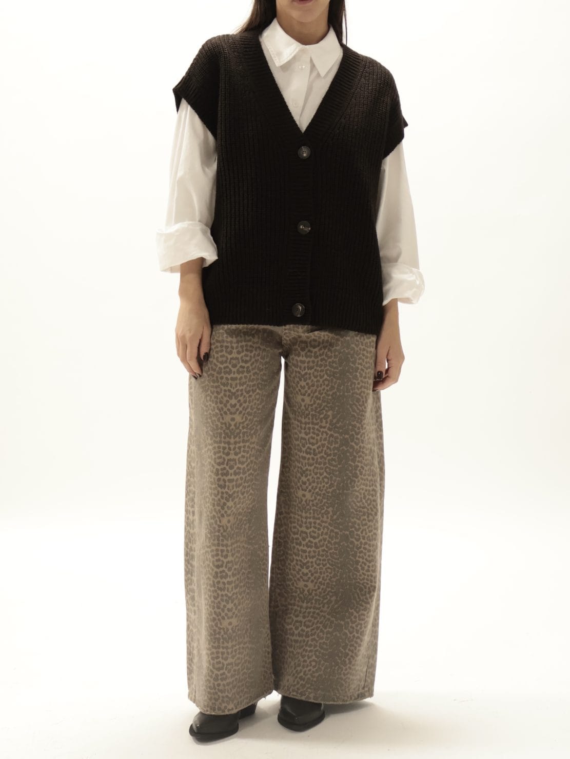 Gilet over 3 bottoni marrone