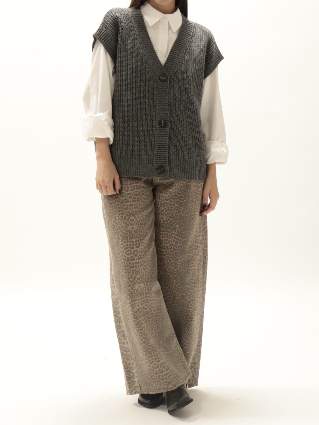 Gilet over 3 bottoni grigio