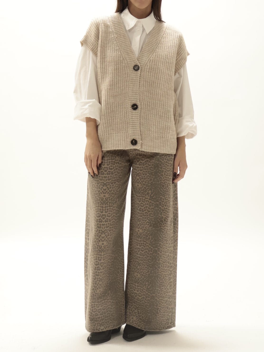 Gilet over 3 bottoni beige