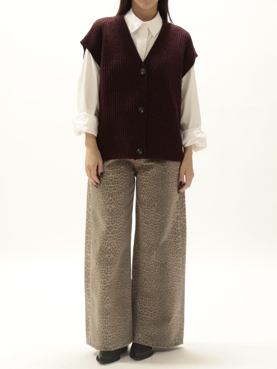 Gilet over 3 bottoni bordeaux