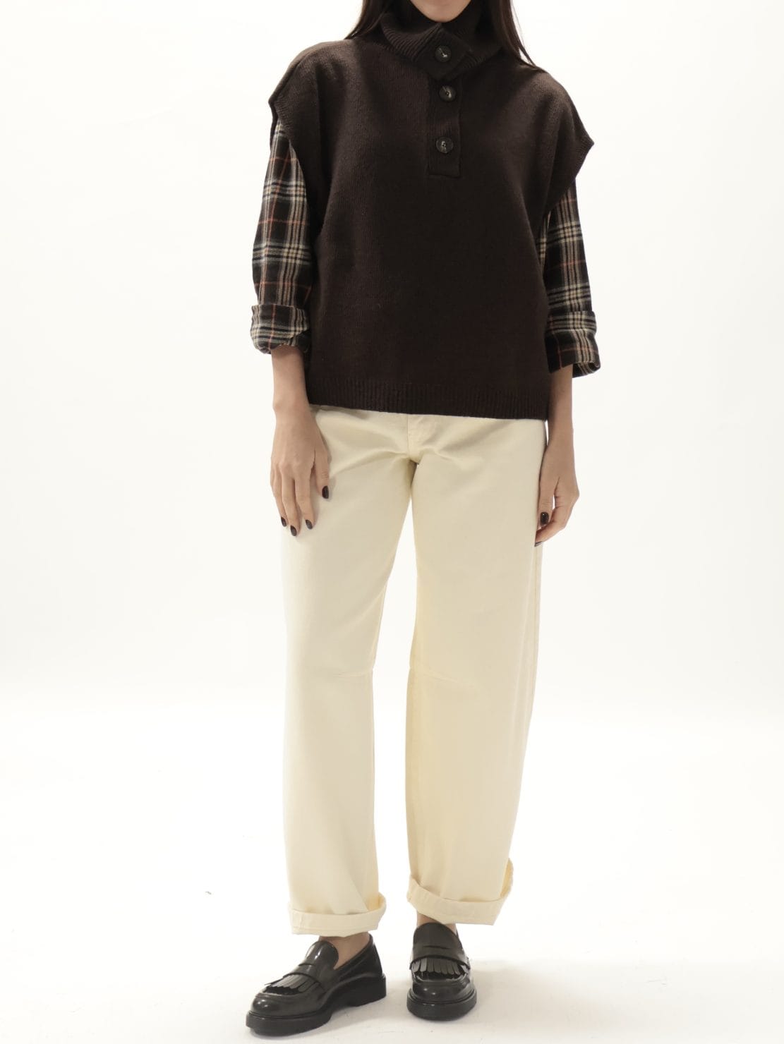 Gilet collo alto marrone