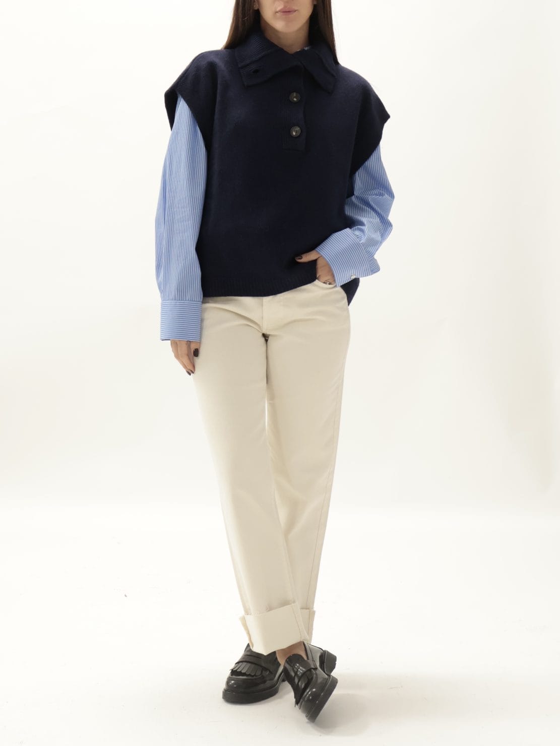 Gilet collo alto blu