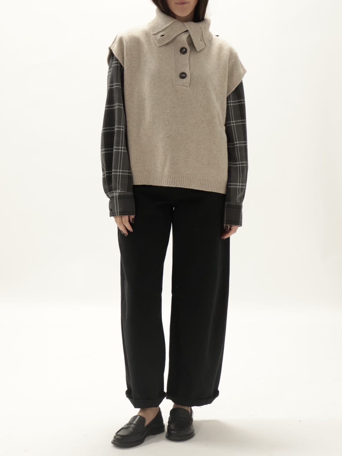 Gilet collo alto beige