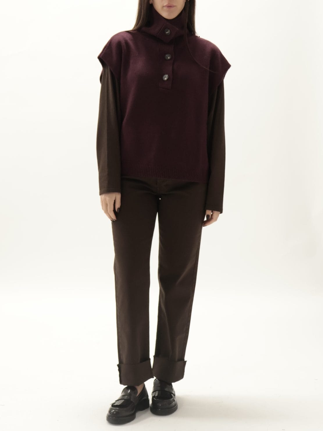 Gilet collo alto bordeaux