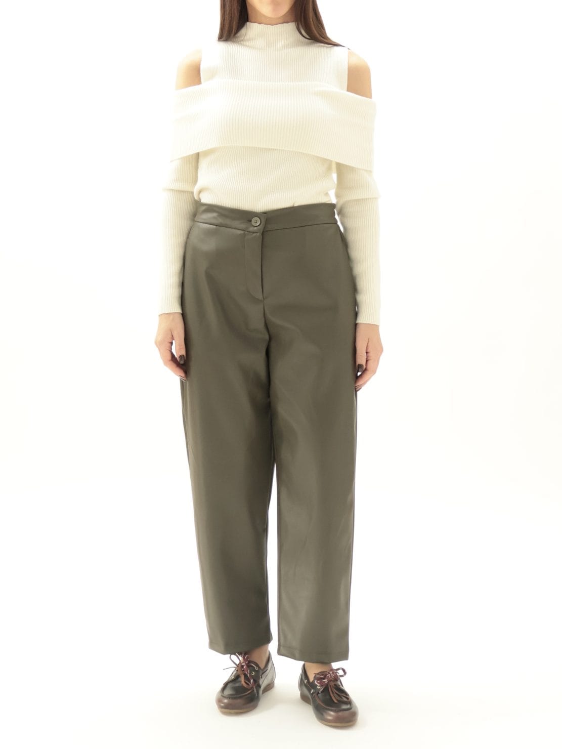Pantalone bestseller ecopelle militare